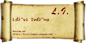 Lövi Ivána névjegykártya
